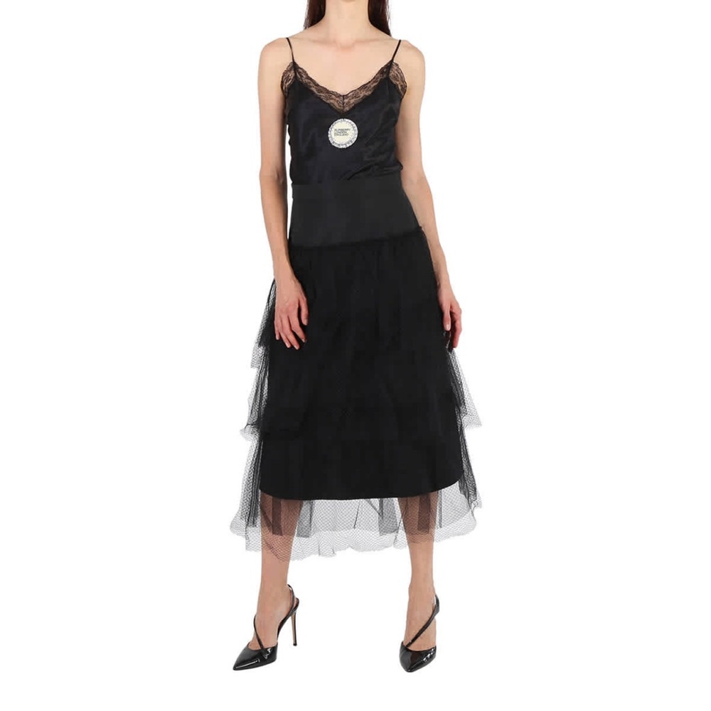 Burberry Ladies Black Tiered Tulle Skirt